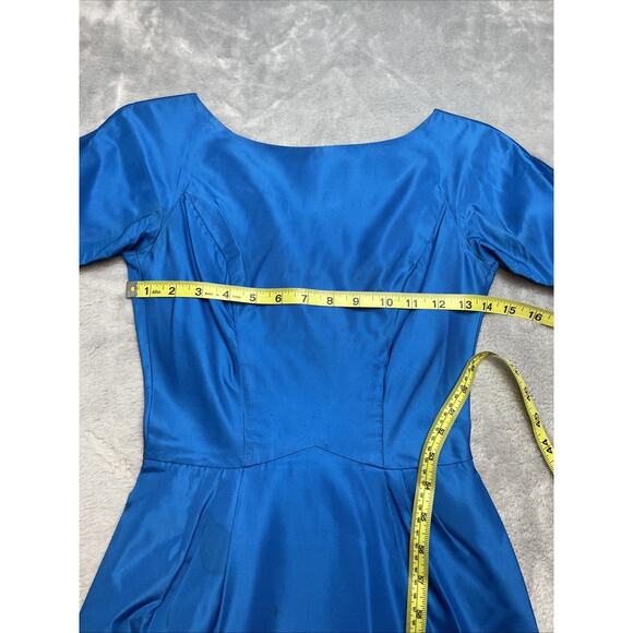 Vtg 50s Lorrie Deb San Francisco Dress Womens 5 Turquoise Cocktail Overskirt 60s - Picture 5 of 16